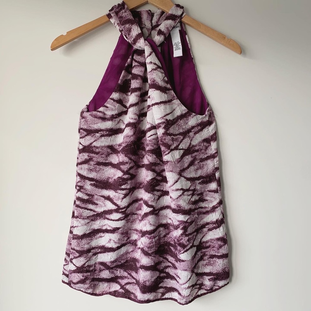 CALVIN KLEIN Purple Printed Halter Neck Blouse